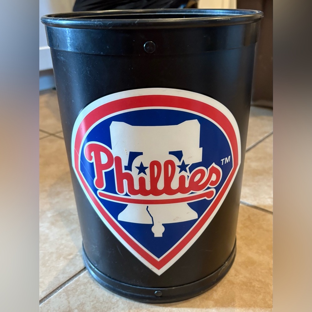 Phillies Black Trash Can